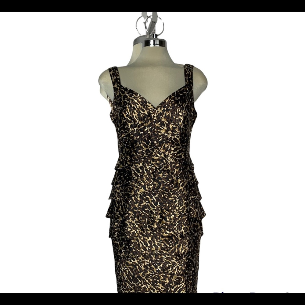 - MAGGY London By Melanie Lyne Leopard brown Satin dress size 8